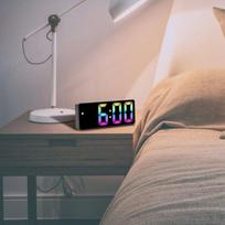 Led Skaitmeninis Žadintuvas su Veidrodiniu Ekranu ir Spalvota Šviesa
