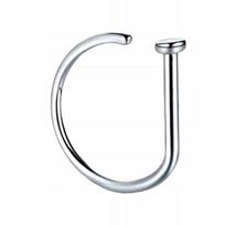 Titano D-ring auskaras į nosį, sidabro spalvos, 1.0/8 mm
