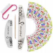 Rinkinys Manikiūrui: Dildė 100/180, Poliruoklis, Šepetėlis (10 vnt.)