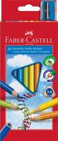 Faber-Castell dideli spalvoti pieštukai, 10 vnt., trinkelės formos, Faber-Castell Jumbo Triangular Junior colour pencils, cardboard wallet of 10
