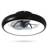 Modernus lubų ventiliatorius su LED lempute 36W, nuotolinio valdymo pulteliu, juodas, 48 cm