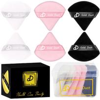 Makiažo kempinė veidui Veliūrinė Powder Puff Gold Dust Juoda Rožinė Baltas 6 vnt.