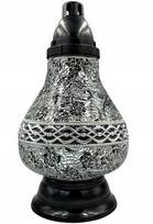 OEM kapų žvakė ąsotis, 36 cm, stiklinė, balta-sidabrinė