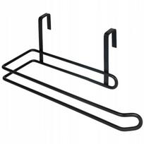 Metalinis popierinių rankšluosčių laikiklis, kabinamas ant spintelės, juodas, 25 cm