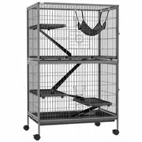 "Pawhut" narvas graužikams Daugiafunkcinis 4 platformos 3 rampos 4 durys Matmenys 80L x 52W x 128H cm Plieninis pilkas sidabrinis juodas