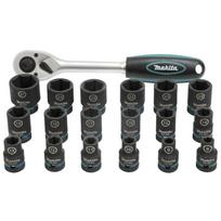 Smūginių galvų su terkšle komplektas, 1/2" 19 vnt