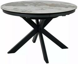 Valgomojo stalas išskleidžiamas Porto, balta sp./juoda sp., 120 - 160 cm x 120 cm x 76 cm