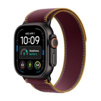 APPLE Watch Ultra 4 (GPS + Cellular) 49 mm black titanium case and wine Trail Loop, S/M (MJC34KS/A)