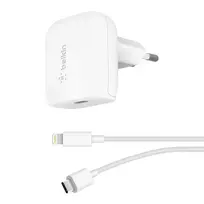 BELKIN BoostCharge F7U096 wall charger | 18W | PD | USB-C | with USB-C to Lightning cable included | white