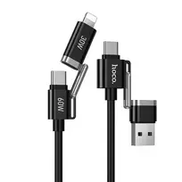Hoco Cable 4w1 USB A/USB C to USB C/Lightning 3A 60W 1.2 m U155 black