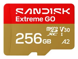 SANDISK Micro SD card Extreme GO 256GB / SDSQXGN-256G-GN6MN Gold, red