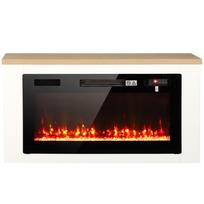 Elektrinis židinys su TV spintele, baltas, 114 × 30 × 60 cm