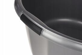 Plastikinė 30l talpos apvali dubenė su rankenomis, pilkos spalvos