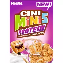 Cinamono skonio pusryčių dribsniai su vitaminais ir geležimi NESTLE CINI MINIS PROTEIN, 340 g