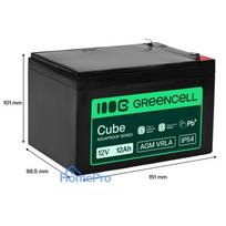 Greencell AGM VRLA 12V 12Ah maintenance-free battery for cash registers toys cameras (151x98.5x95mm)