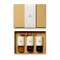 TESELA PREMIUM RAW HONEY GIFT BOX Premium gryno medaus dovanų rinkinys - Orange Blossom + Forest + Thousand Flowers