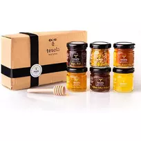 TESELA PACK TESELITAS Degustacinis 6 mini indelių gryno medaus ir bičių žiedadulkių rinkinys