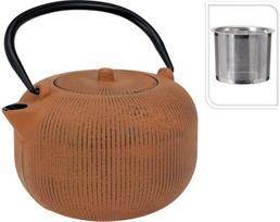 Arbatinukas, ketus su nerūdijančio plieno filtru, 1000 ml, rudos sp. su juoda rankena