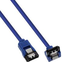 InLine SATA 6Gb/s round cable, blue, angled 90°, with latches, 0.15m