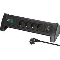 Brennenstuhl Premium Office Line 4-way power strip, 2x USB, for the desk, black, 1.8 meter cable, USB-A, USB-C, with safety switch 1156250544