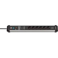 Brennenstuhl Premium-Protect-Line 6-way power strip, black/aluminum, 3 meters, 60,000A surge protection, 2x USB-A 1391010610