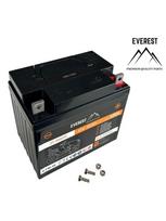 Akumuliatorius EVEREST AGM (gelinis), 12 V, 32 Ah, teigiamas polius dešinėje, matmenys 187 × 121 × 168 mm.