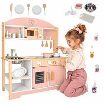 Vaikiška virtuvėlė iš MDF su priedais, rožinė, 81 cm