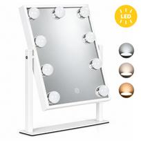 LED makiažo veidrodis 25×30 cm kosmetinis su apšvietimu 3 spalvų 9 lemputės ModernHome
