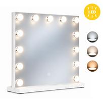 LED makiažo veidrodis 50×40 cm kosmetinis su apšvietimu 3 spalvos 13 lempučių ModernHome