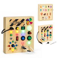Medinė interaktyvi lavinamoji lenta su jungikliais ir LED lemputėmis ECOTOYS
