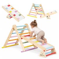 Medinė žaidimų aikštelė vaikams, Montessori laipiojimo rinkinys su kopėčiomis ir balansavimo sija LUNA ECOTOYS
