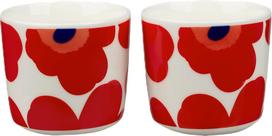 Marimekko Puodeliai be ąselės Unikko 200 ml, baltai raudoni, 2 vnt.
