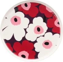 Marimekko Pietų lėkštė Unikko 25 cm, balta ir violetinė