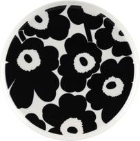 Marimekko Pietų lėkštė Unikko 25 cm, juoda ir balta