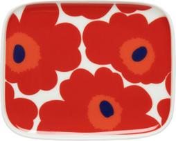 Marimekko Užkandžių lėkštė Unikko 15 x 12 cm, baltai raudona