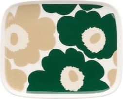Marimekko Užkandžių lėkštė Unikko 15 x 12 cm, smėlio ir žalios spalvos