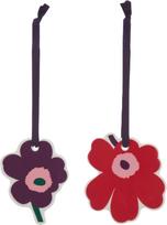 Marimekko Kalėdų eglutės papuošalai Unikko plokšti, slyvų ir raudonos spalvos, 2 vnt.