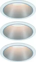 Paulmann įleidžiamų LED lubų šviestuvų komplektas Cole, apvalūs, 3 × 6,5 W, 2700 K, balti sidabriniai, IP44, 19,5 W, 93410