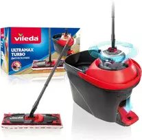 Vileda plokščio mopo ir kibiro rinkinys su išgręžimo sistema Ultramax Turbo, ekologiška pakuotė