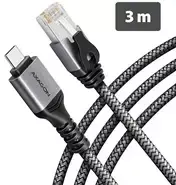AXAGON ADE-CM30 USB-C 5Gbps – Gigabit Ethernet adapteris su integruotu CAT6 RJ-45 tinklo kabeliu (3 m), Asix AX88179B