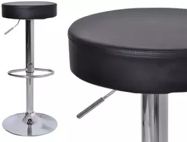 Juoda baro kėdė, dirbtinės odos apmušalai, reguliuojamas aukštis, 360° pasukama, virtuvės baro kėdė, kosmetinė kėdė, manikiūro kėdė