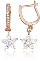 Diamond Sky Jewelry Sidabriniai auskarai su cirkoniais „Auksinė Gėlė XII“