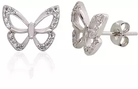 Diamond Sky Jewelry Sidabriniai auskarai-vinukai su cirkoniais „Celestial Butterflies VI“