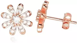 Diamond Sky Jewelry Sidabriniai auskarai-vinukai su cirkoniais „Auksinė Gėlė X“