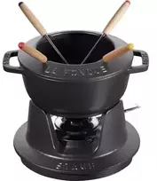 Rinkinys do fondue Staub - 16 cm, Juodas