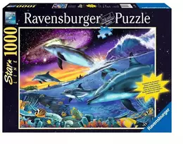 Ravensburger tamsoje šviečianti dėlionė „Delfinai“, 1000 det.