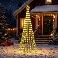 LED Kalėdų medis 250 cm 475 LED Šilta balta Plienas Juoda