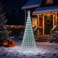 LED Kalėdų medis 250 cm 475 LED Šalta balta Plienas Juoda