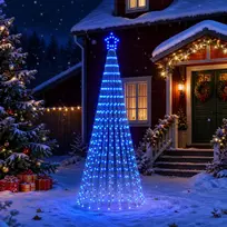 LED Kalėdų medis 250 cm 475 LED Mėlyna Plienas Juoda