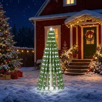 LED Kalėdų medis 150 cm 240 LED Šalta balta Plienas Žalia